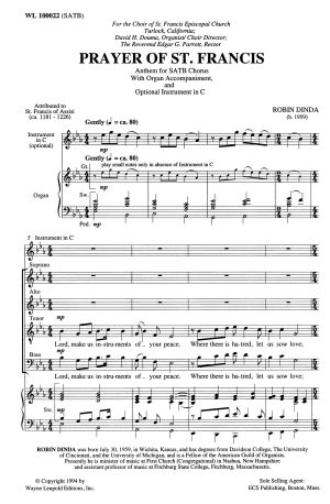 Prayer of St. Francis (SATB with optional flute) – Robin Dinda-5437